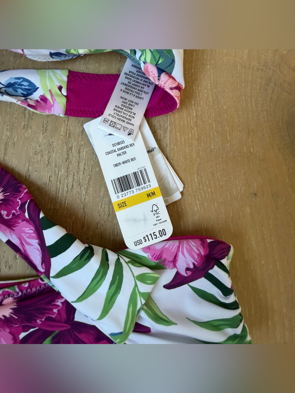 Tommy Bahama Pink and White Tropical Floral Halter Bikini - Picture 5 of 8